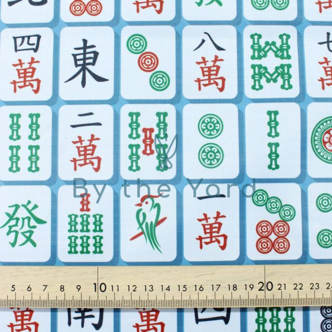 Mahjong Tiles Blue - Ripstop Nylon Waterproof Fabric – By the Yard Pte Ltd