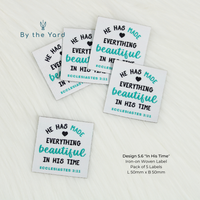 In His Time - Pack of 5 IRON-ON Christian Woven Labels