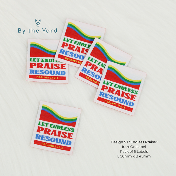 Label Praise Example Endless Praise - Pack of 5 IRON-ON Christian Woven Labels – By the Yard ...