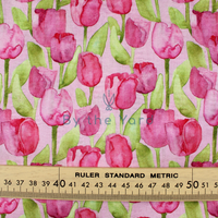 By the Yard Fabrics Jacquard Gauze Sarah Tulips PINK - Watercolour Florals