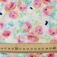 By the Yard Fabrics Jacquard Gauze Alexandra - Watercolour Florals