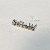 Metal Bag Label Script Style "Handmade" in Silver (Small)