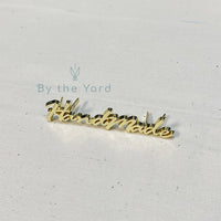 Metal Bag Label Script Style "Handmade" in Gold (Large)