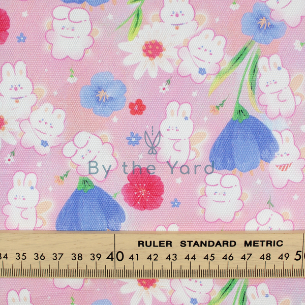 Handmade Fabrics Inc. Chubby Bunny PINK - Baby Cotton Canvas