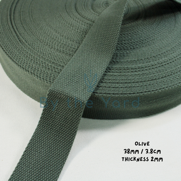 Olive - 3.8cm Cotton Canvas Webbing Strap