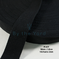 Black - 3.8cm Cotton Canvas Webbing Strap