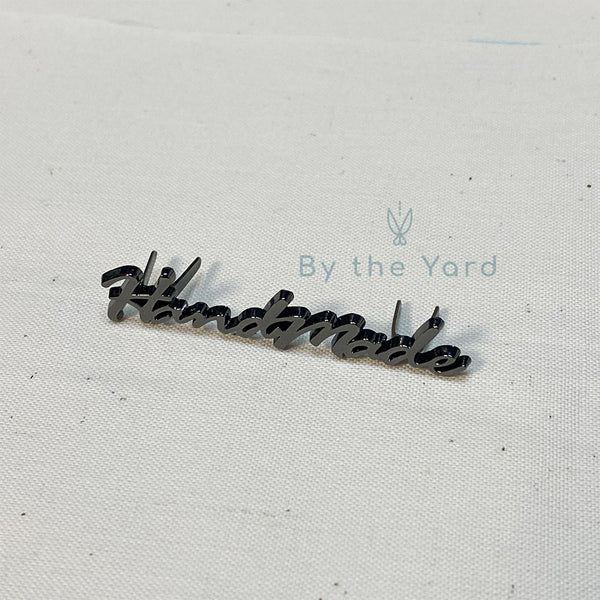 Metal Bag Label Script Style "Handmade" in Gunmetal (Large)