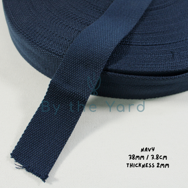 Navy - 3.8cm Cotton Canvas Webbing Strap