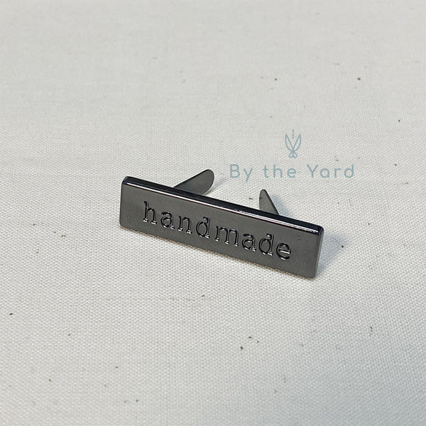 Metal Bag Label "handmade" in Gunmetal