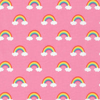Robert Kaufman Rainbows by Sea Urchin Studio from Happy Little Unicorns PINK