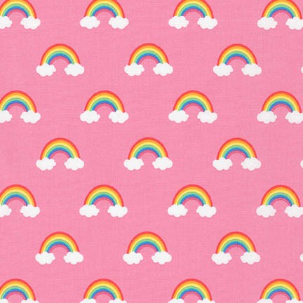 Robert Kaufman Rainbows by Sea Urchin Studio from Happy Little Unicorns PINK