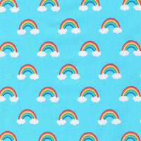 Robert Kaufman Rainbows by Sea Urchin Studio from Happy Little Unicorns BLUE