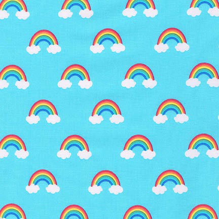 Robert Kaufman Rainbows by Sea Urchin Studio from Happy Little Unicorns BLUE