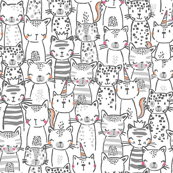 Michael Miller Fabrics A Pawsome Bunch Meowgical White