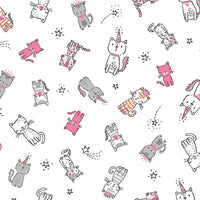 Michael Miller Fabrics Meowgical Purring Friends White