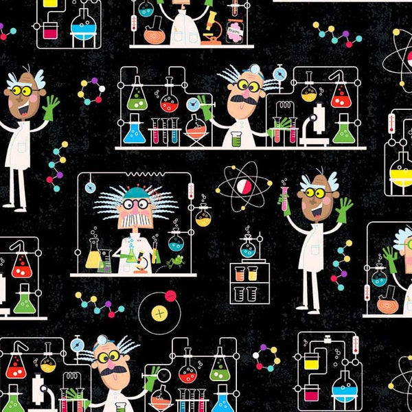 Michael Miller Fabrics Stem Squad Mad Scientist Black