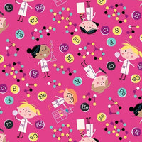 Michael Miller Fabrics Stem Squad Girls In Science Pink