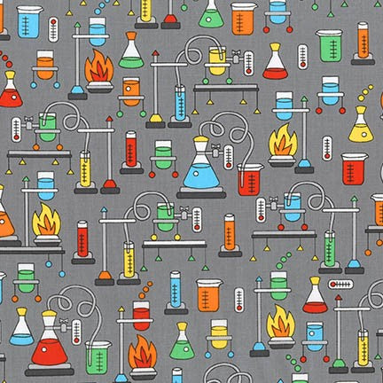 Robert Kaufman Science Fair Colourful Apparatus Cartoon