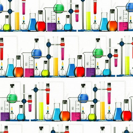 Robert Kaufman Science Fair Colourful Apparatus - Bright Idea