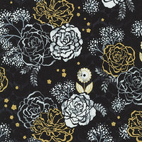 Robert Kaufman Metallic Silverstone Onyx Floral