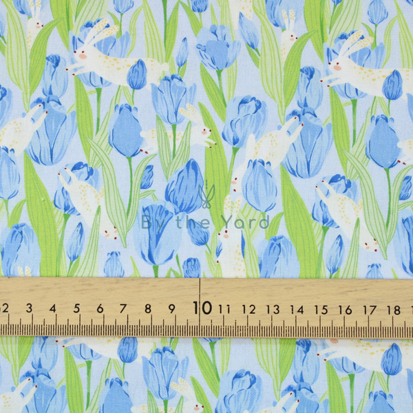 Handmade Fabrics Inc. Bunnies & Tulips Sky