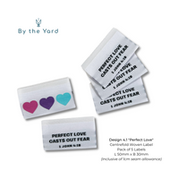 Perfect Love - Pack of 5 Centerfold Christian Woven Labels