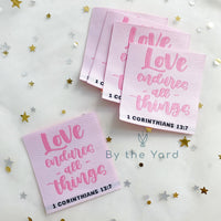 Love Endures - Pack of 5 IRON-ON Christian Woven Labels