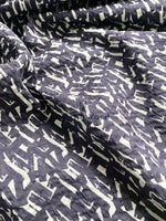 Abstract Miracle Wave Cotton Shrink Lawn - Navy