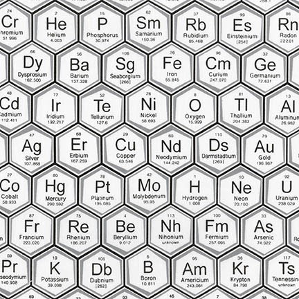 Robert Kaufman Science Fair Honeycomb Periodic Table White