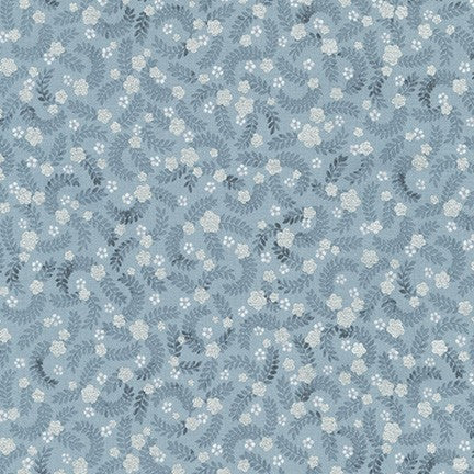 Robert Kaufman Metallic Silverstone Fern Silver
